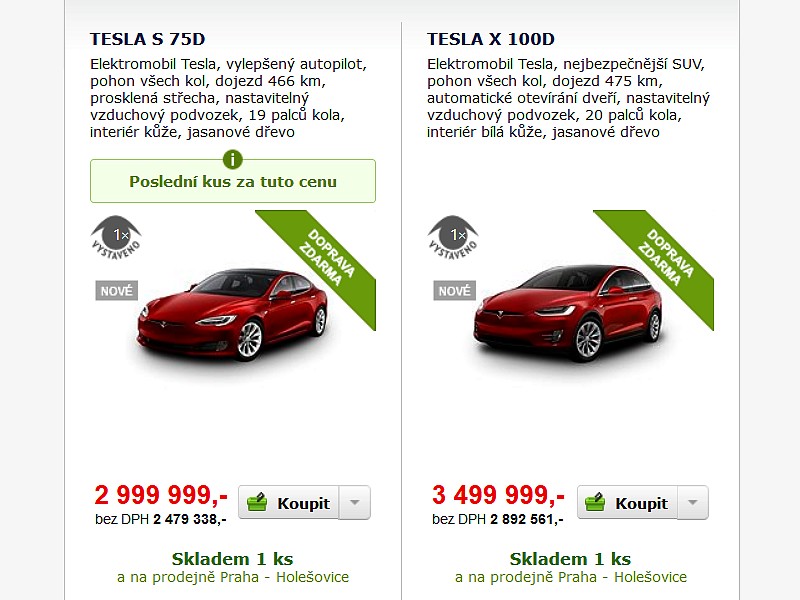 Alza zahájila prodej vozů Tesla